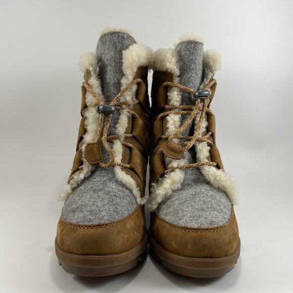 Sorel Joan of Arcric Wedge II Cozy Boots Womens Size 9 Tan Suede Lace Up Booties - Picture 9 of 11